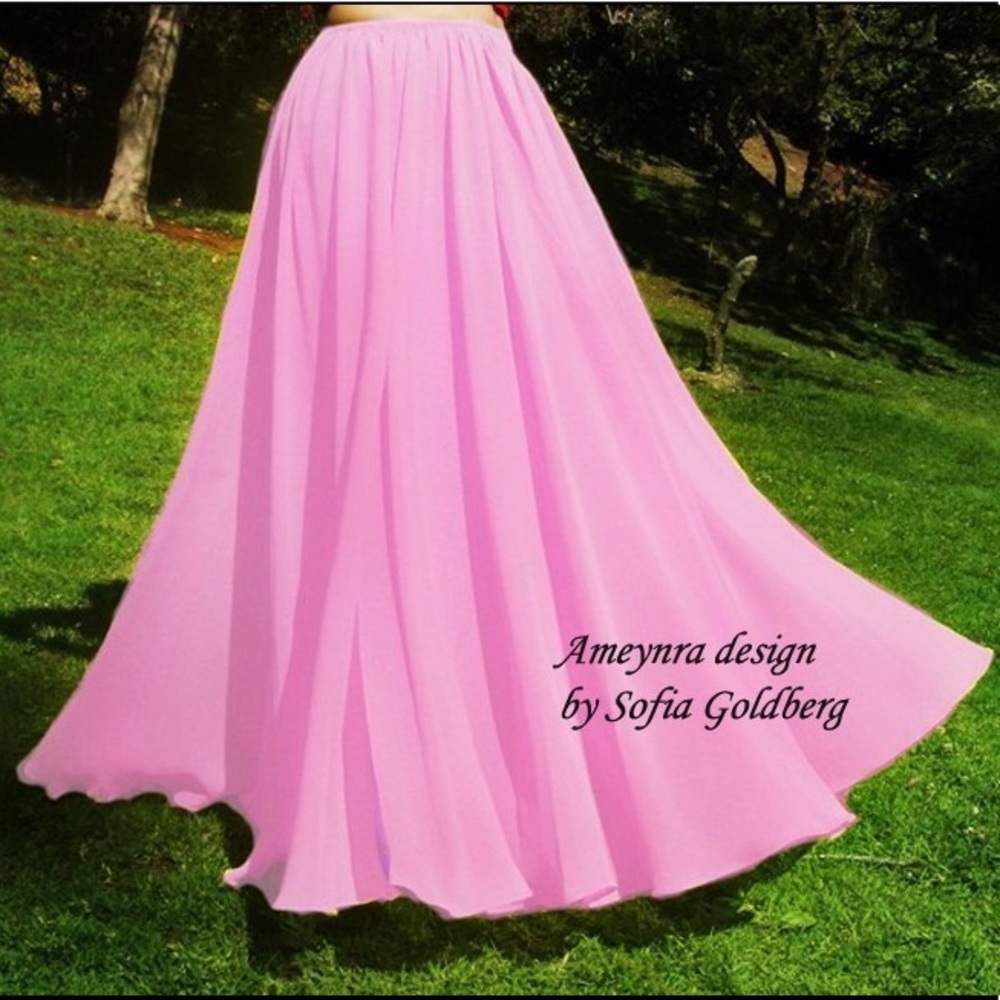 Pink Chiffon Full Circle Skirt. Ameynra design New